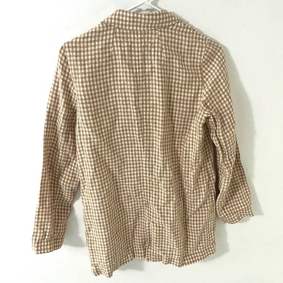 Madewell Linen Dorset Blazer in Gingham Check, Size: XS - Picture 3 of 6